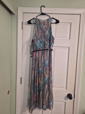 Tommy Hilfiger Paisley Maxi Dress in Teal & Pink